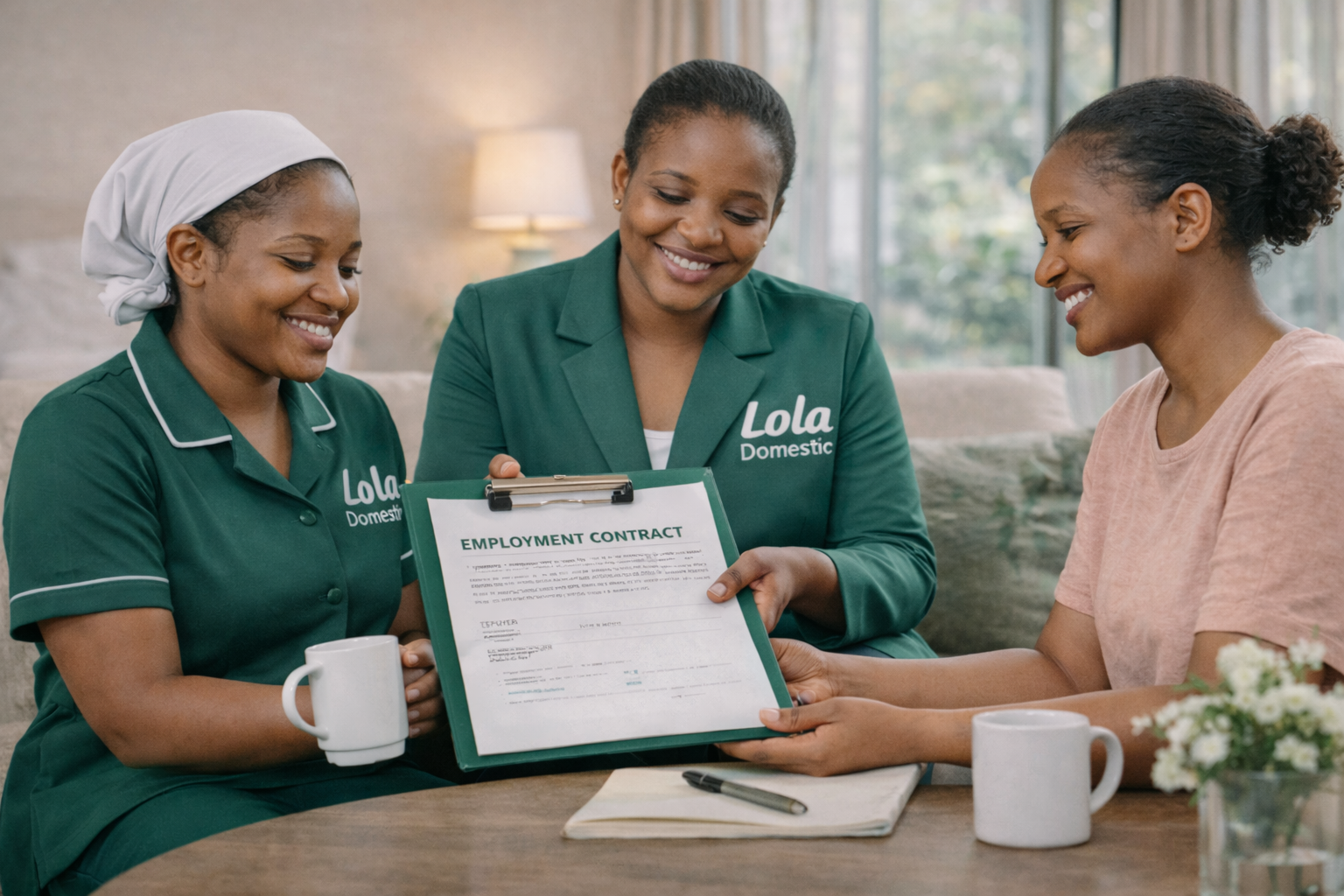 Lola Domestic contract discussion between a nanny and an employer in a Kenyan home